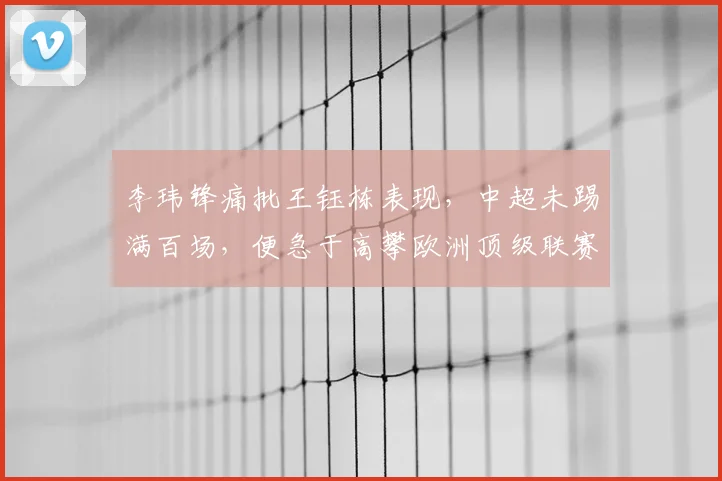 李玮锋痛批王钰栋表现，中超未踢满百场，便急于高攀欧洲顶级联赛！